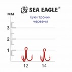 Куки тройки Sea Eagle, червени, (5 бр.)