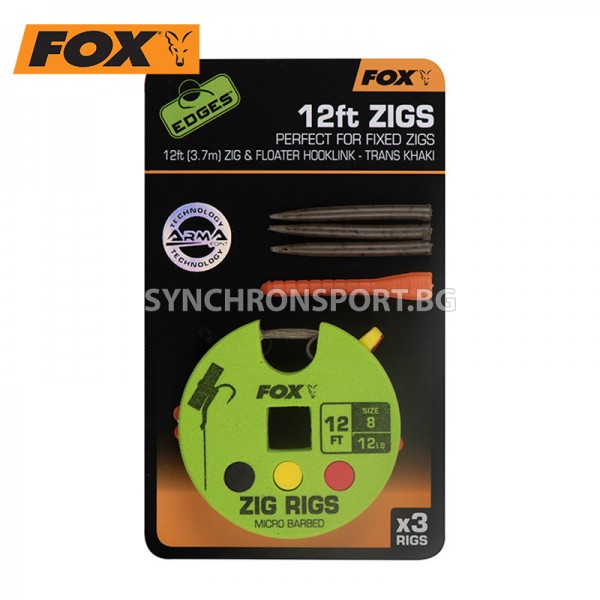 Монтаж FOX Edges Zig Rig 12ft 12lb, #8 Монтаж FOX Edges Zig Rig 12ft 12lb, #8
