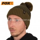 Шапка Fox Heavy Knit Bobble Hat Olive, зимна Шапка Fox Heavy Knit Bobble Hat Olive, зимна