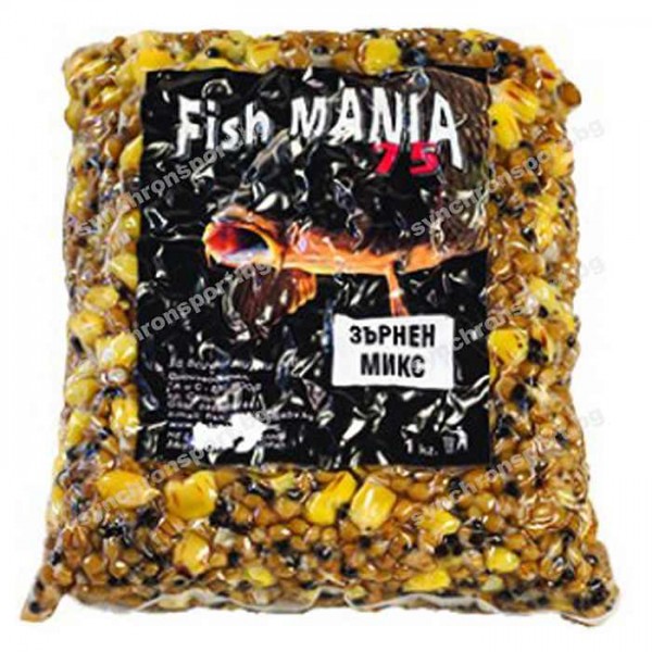 Зърнен Микс Fishmania 75 - Царевица, Жито и Коноп (1 кг)